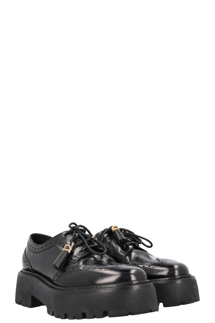 CELINE Triomphe Tassel Budapest Flats Black