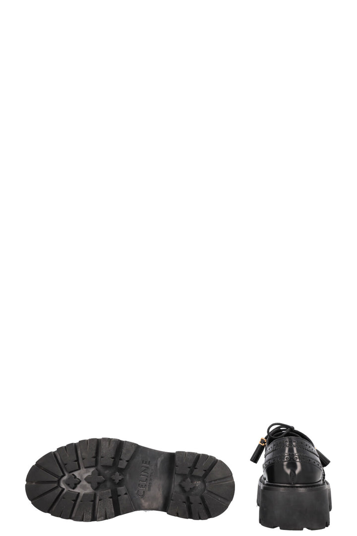 CELINE Triomphe Tassel Budapest Flats Black