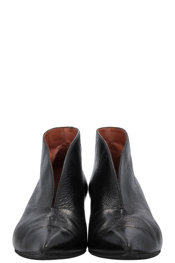 CÉLINE Kitten Heel Ankle Boots Black Patent