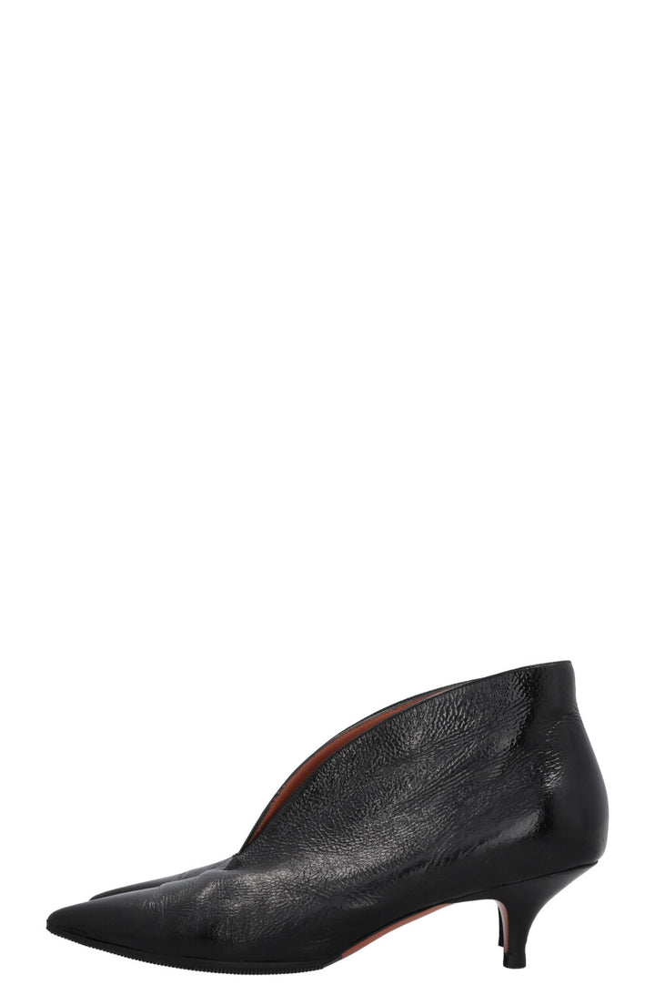 CÉLINE Kitten Heel Ankle Boots Black Patent
