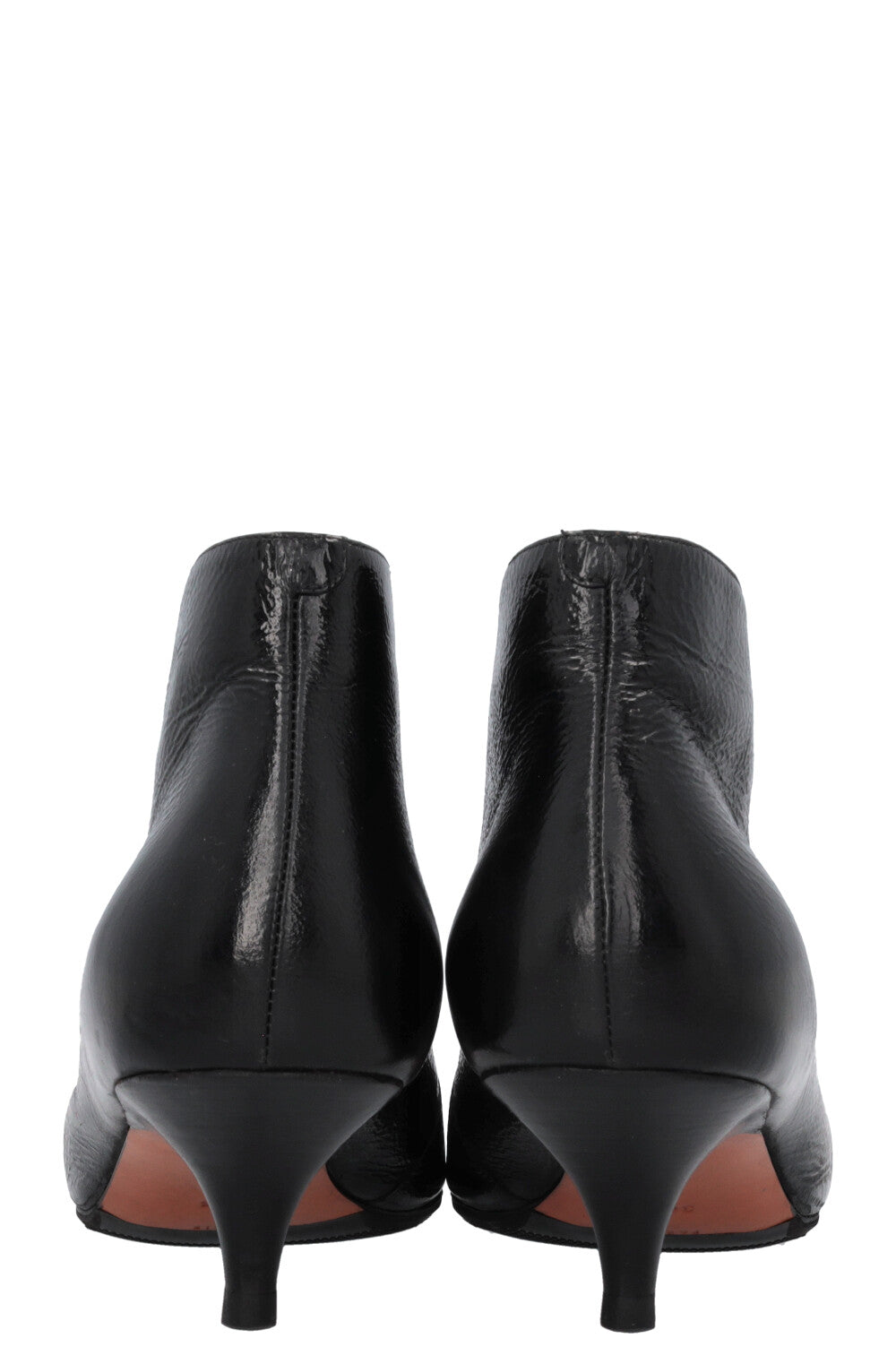 CÉLINE Kitten Heel Ankle Boots Black Patent