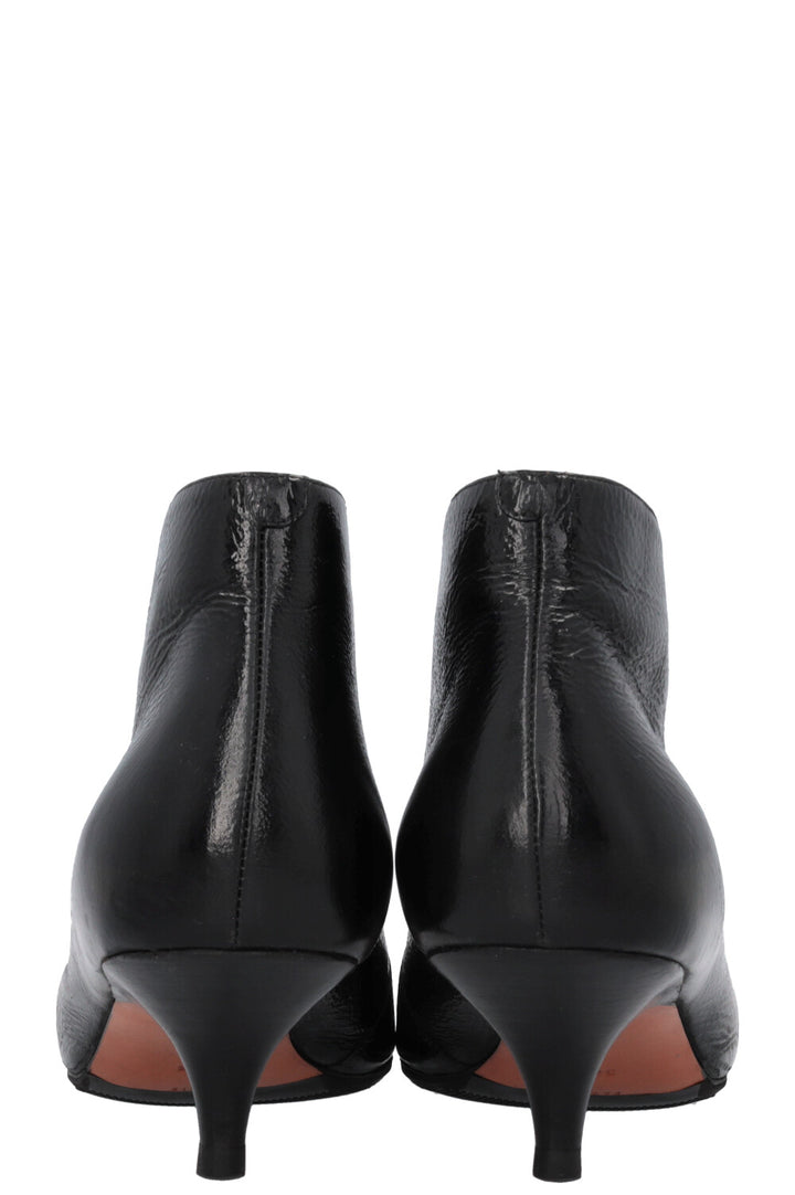 CÉLINE Kitten Heel Ankle Boots Black Patent