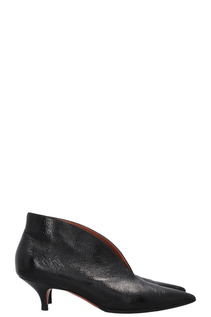 CÉLINE Kitten Heel Ankle Boots Black Patent