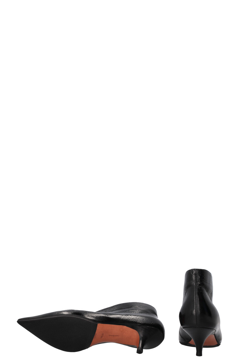 CÉLINE Kitten Heel Ankle Boots Black Patent