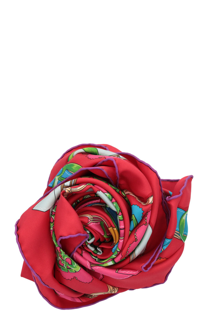 HERMÈS Carré Cuivreries 90 Silk Red