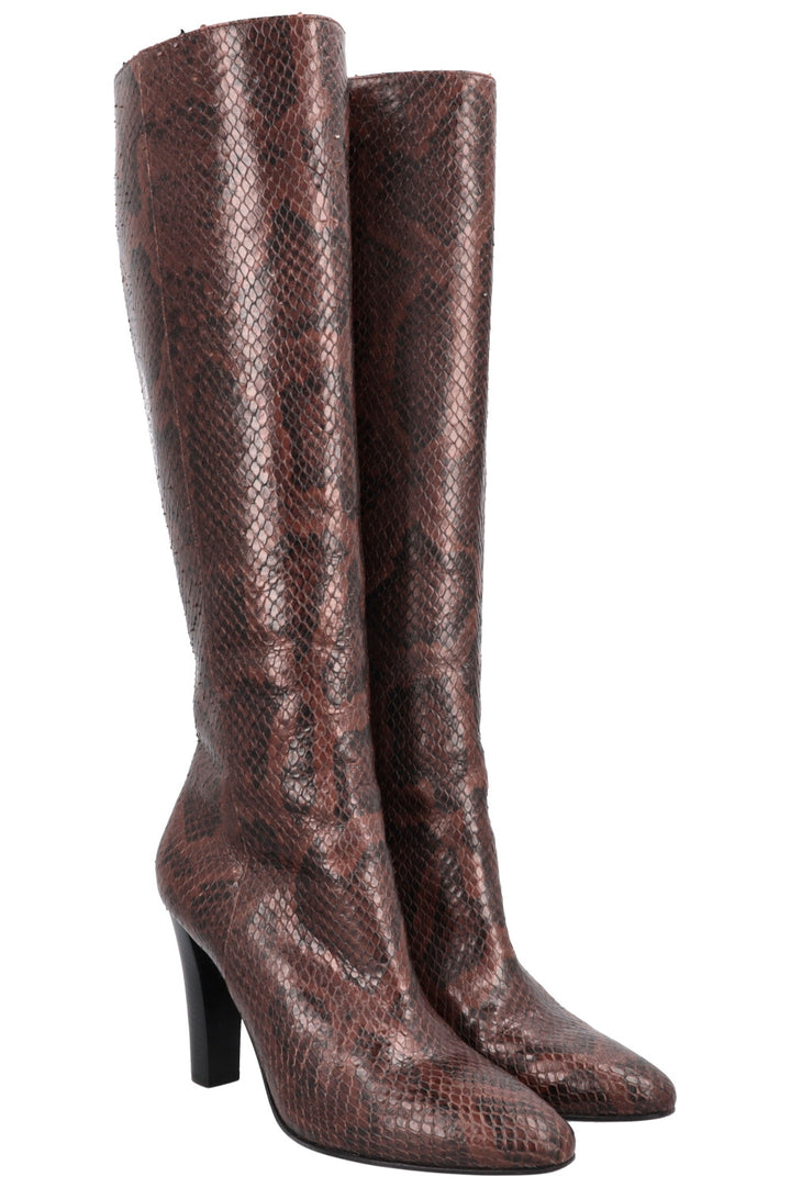 SAINT LAURENT Python Boots Brown