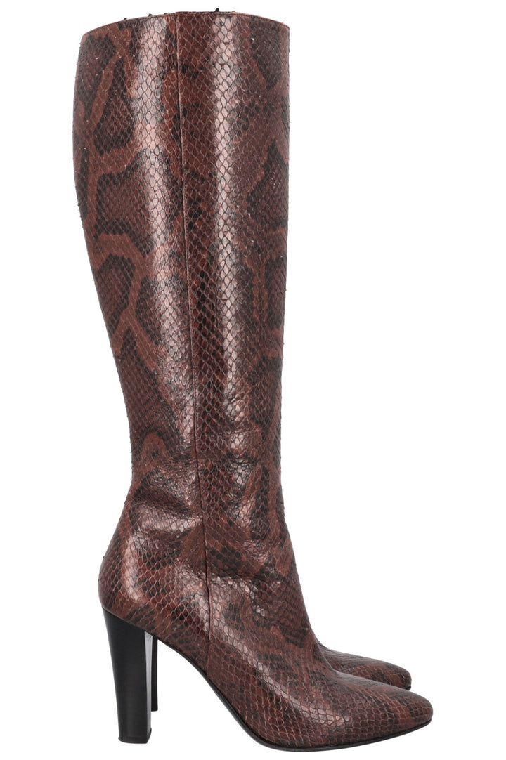 SAINT LAURENT Python Boots Brown