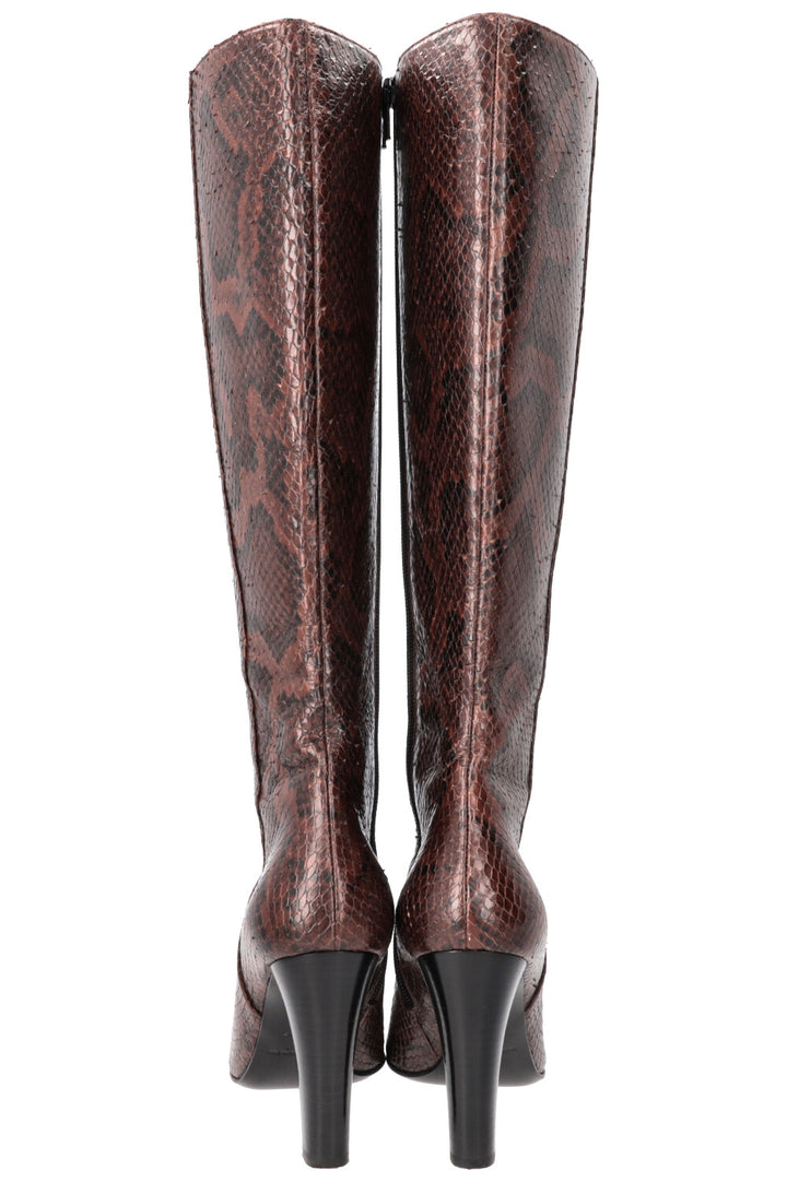 SAINT LAURENT Python Boots Brown