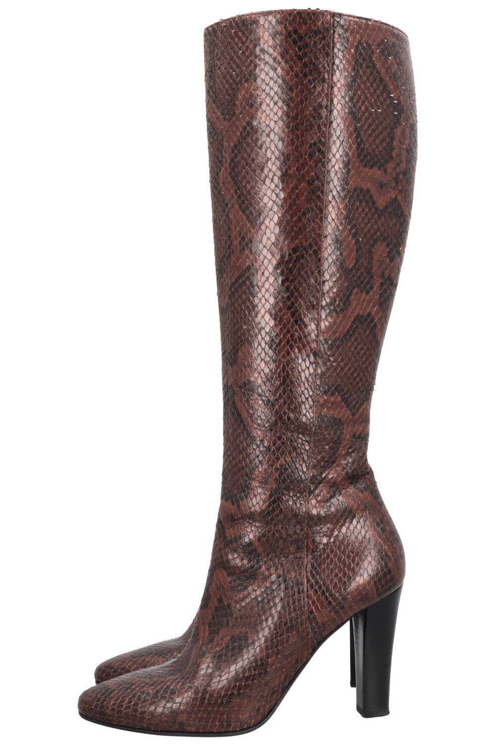 SAINT LAURENT Python Boots Brown