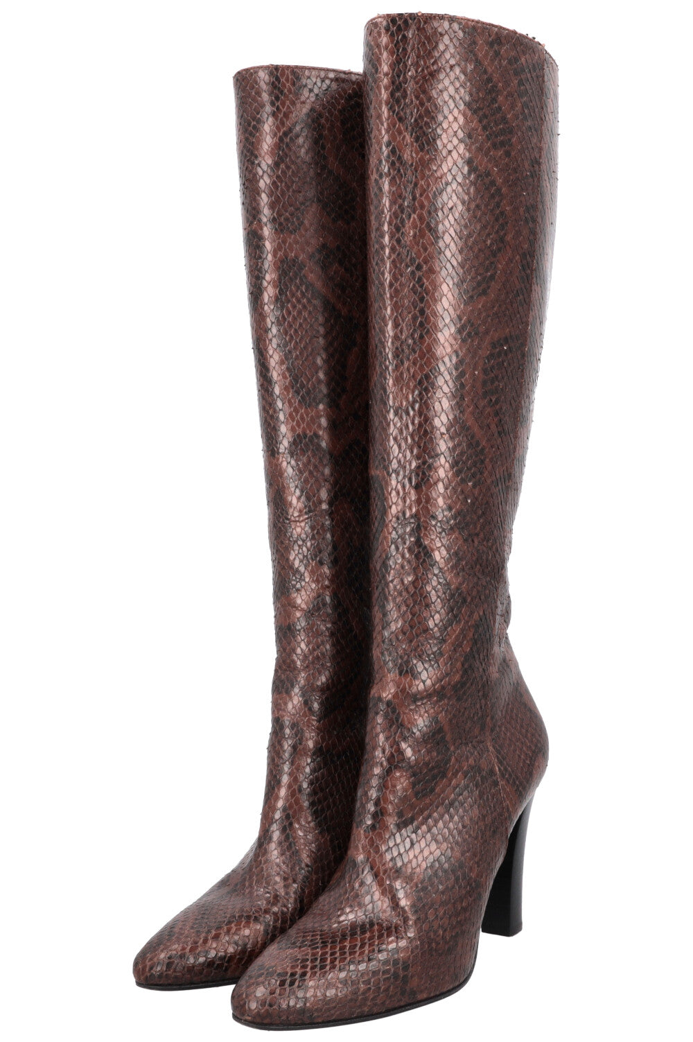SAINT LAURENT Python Boots Brown