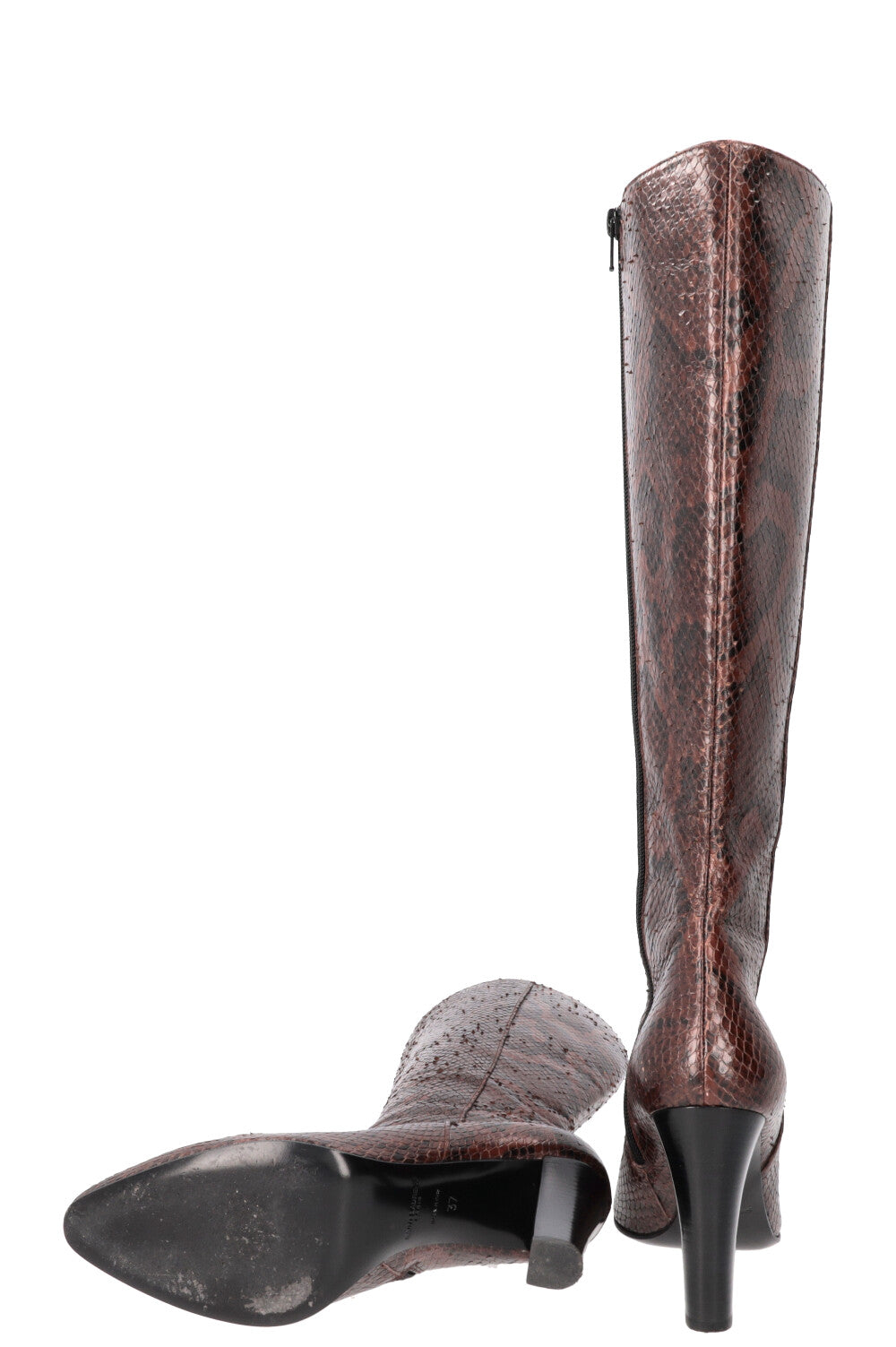 SAINT LAURENT Python Boots Brown