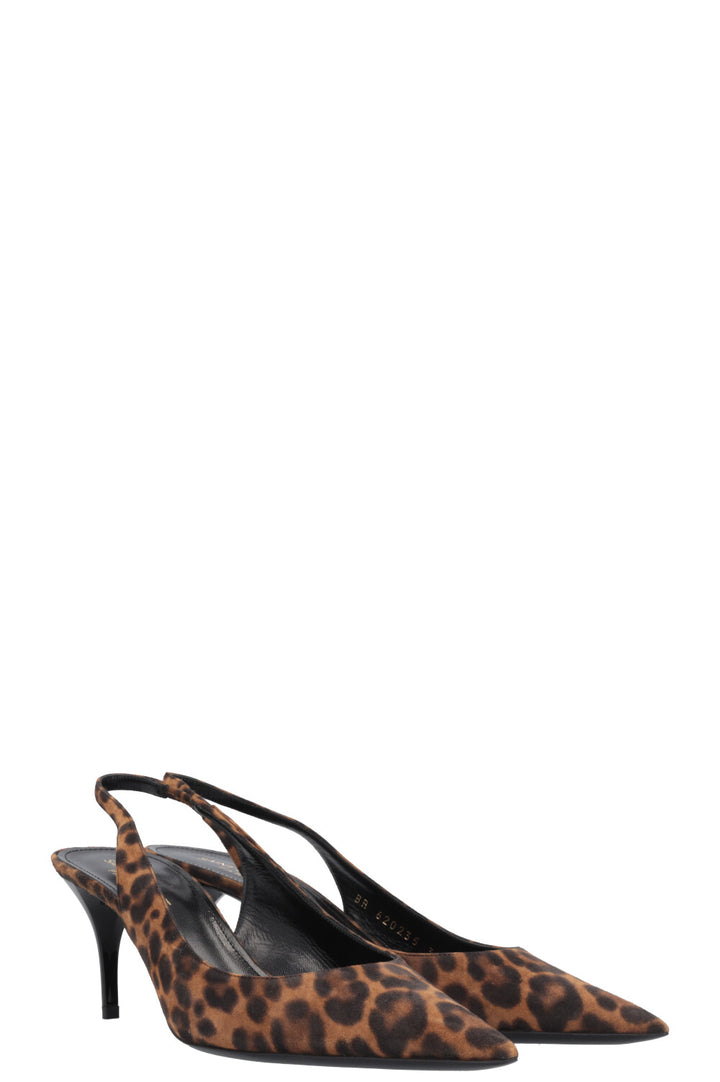SAINT LAURENT Cherish Slingback Heels Cheetah