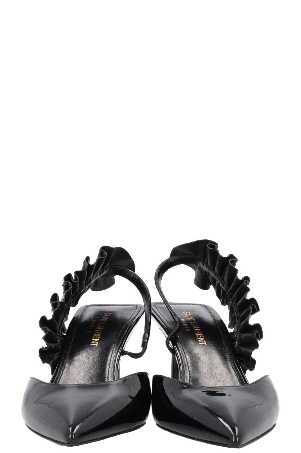 SAINT LAURENT Edie Slingback Heels Patent Black