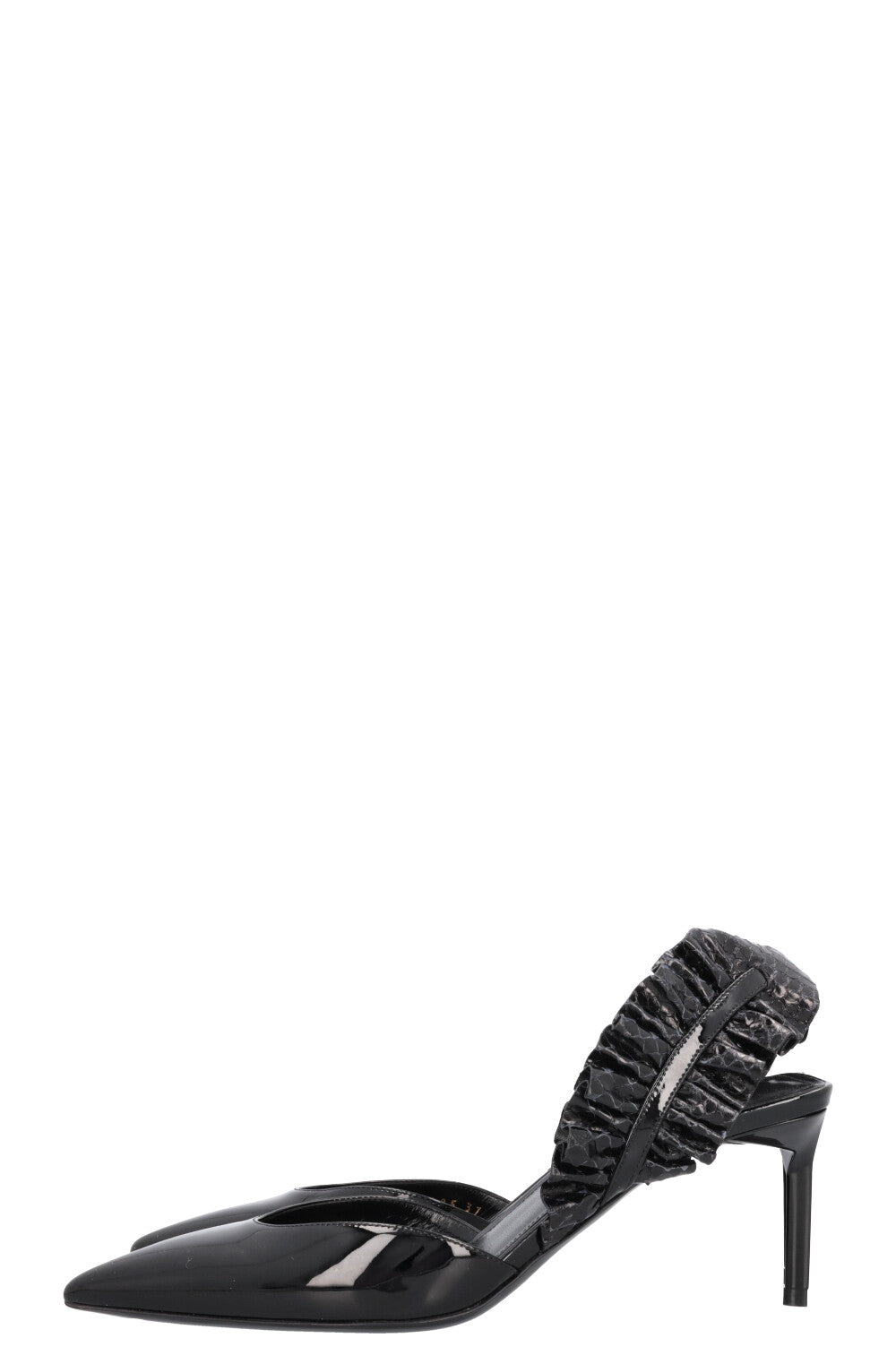 SAINT LAURENT Edie Slingback Heels Patent Black