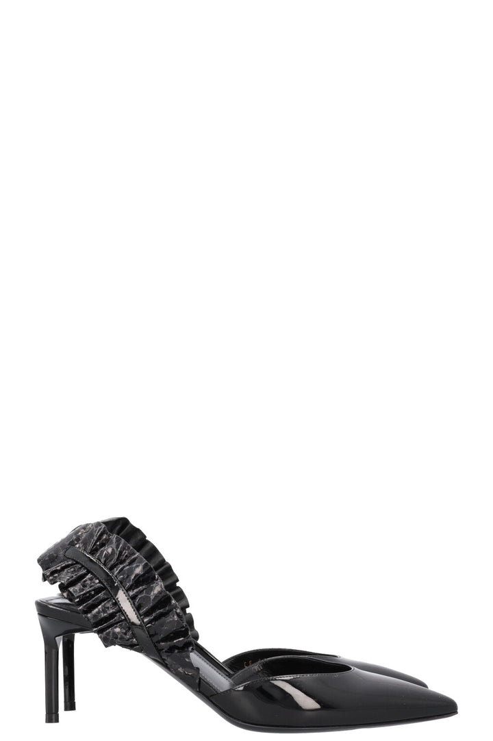 SAINT LAURENT Edie Slingback Heels Patent Black