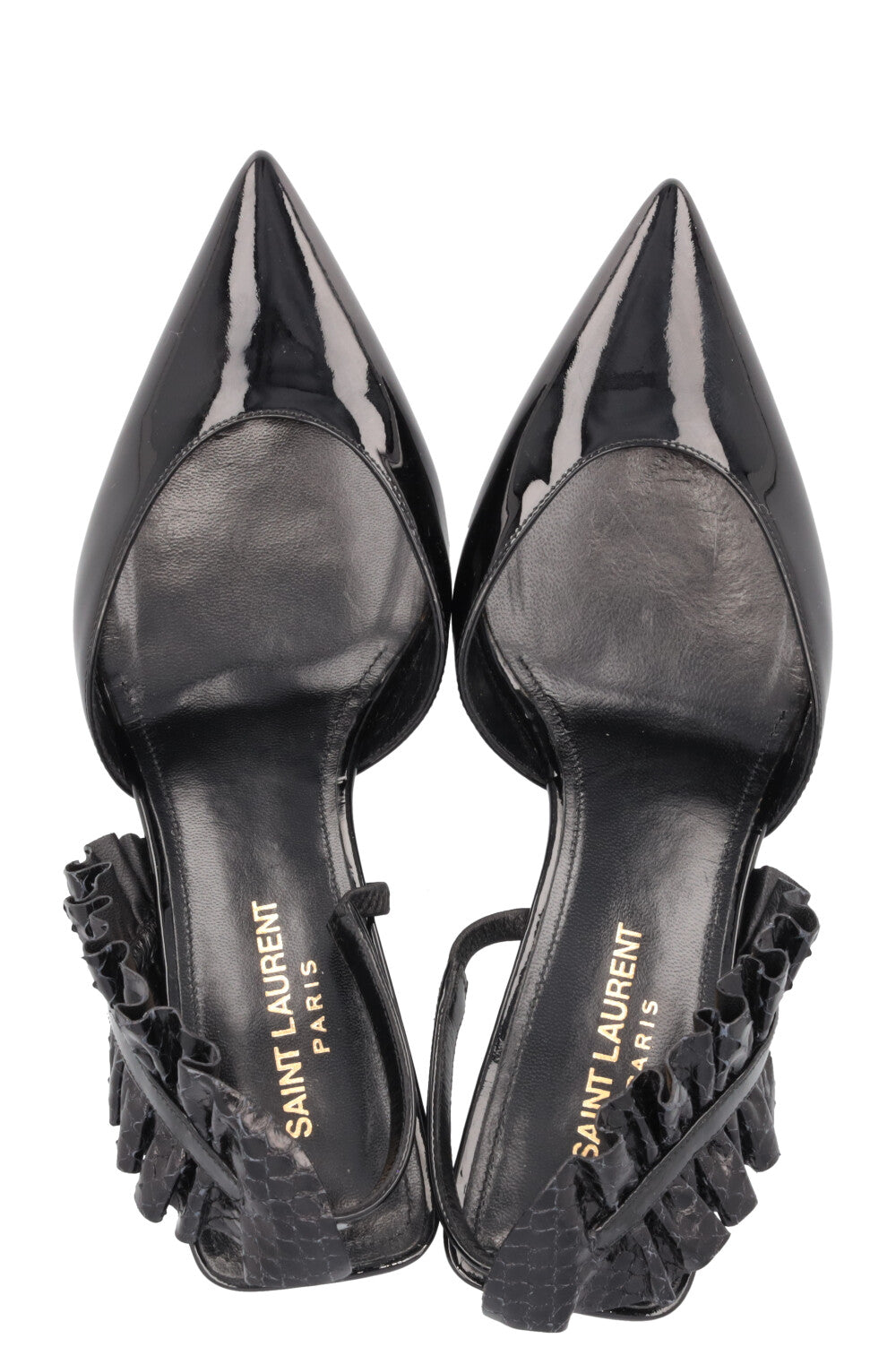 SAINT LAURENT Edie Slingback Heels Patent Black
