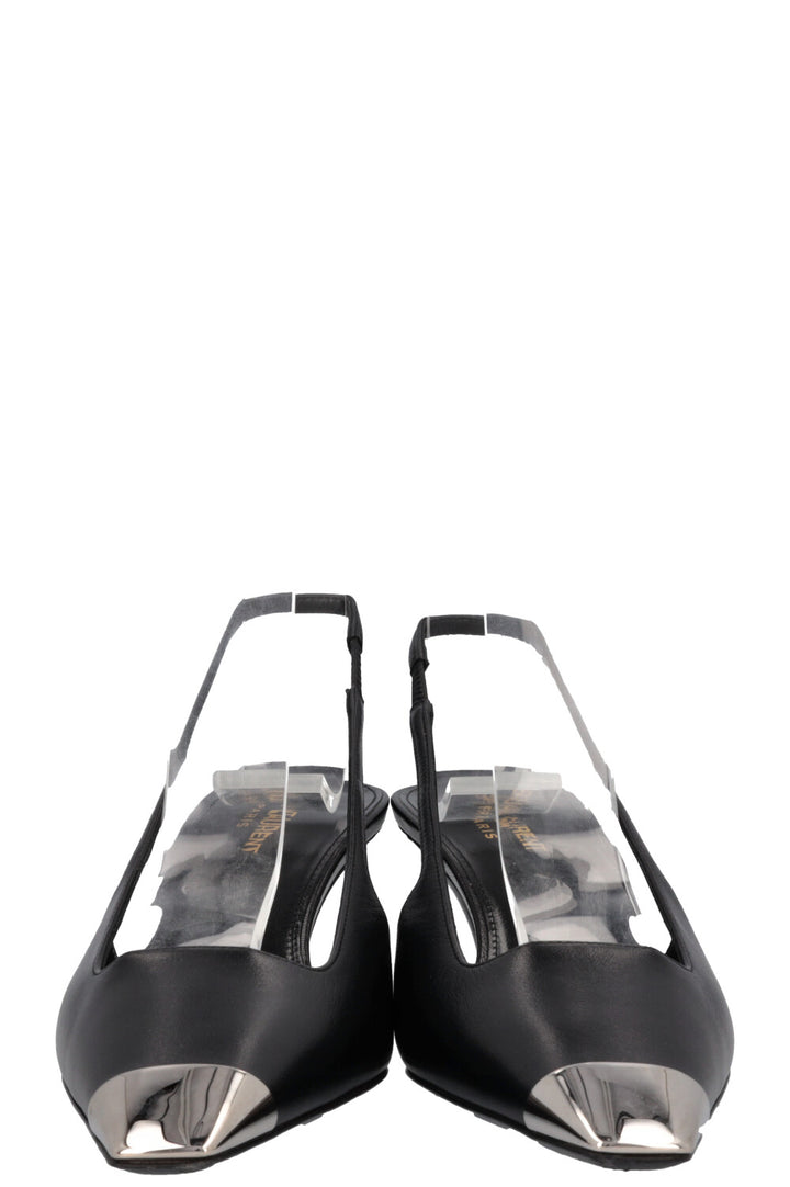 SAINT LAURENT Blade Slingback Kitten Heels Black