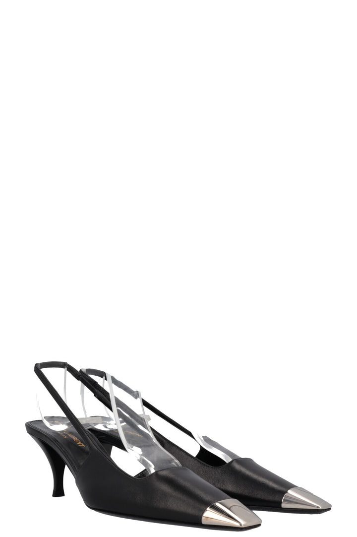 SAINT LAURENT Blade Slingback Kitten Heels Black