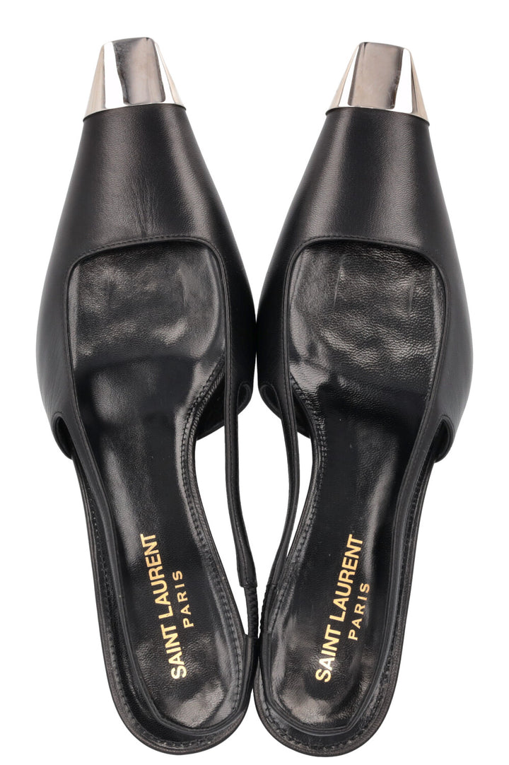 SAINT LAURENT Blade Slingback Kitten Heels Black