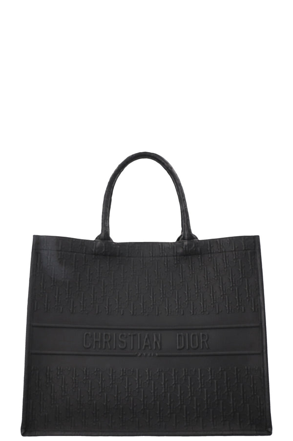 CHRISTIAN DIOR Grand sac cabas Oblique Book Tote en cuir noir