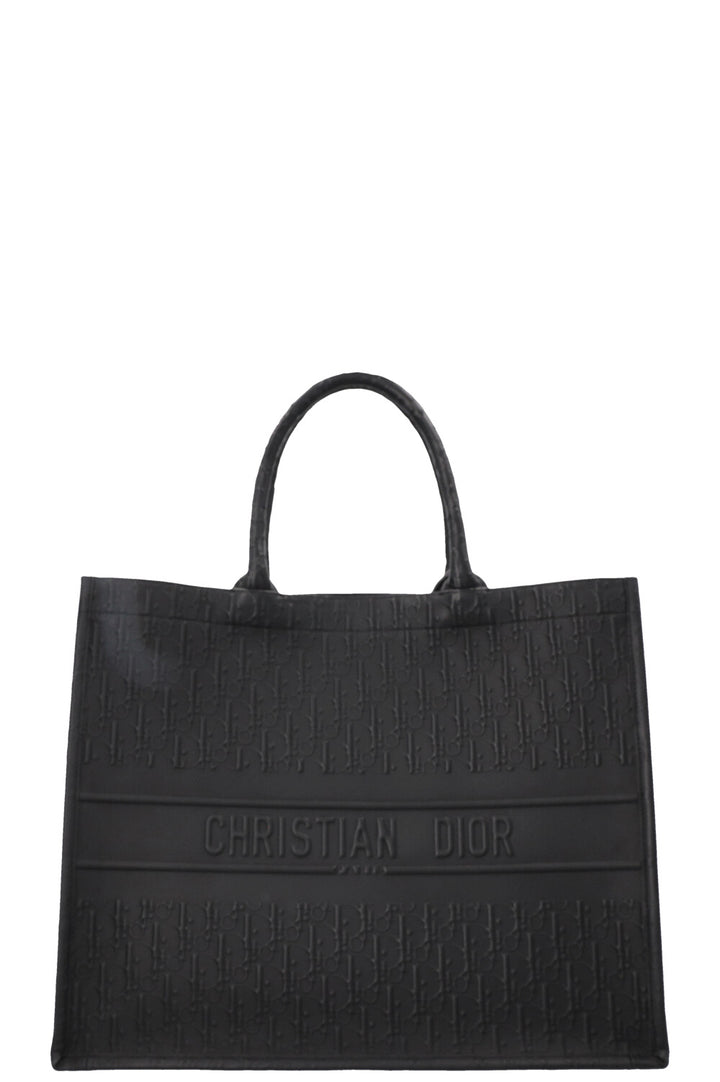 CHRISTIAN DIOR Large Oblique Book Tote Leather Black