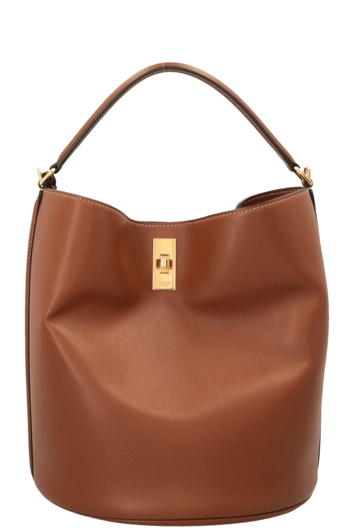 CELINE 16 Bucket Bag Leather Cognac