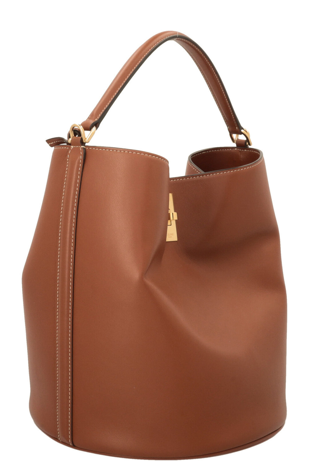 CELINE 16 Bucket Bag Leather Cognac