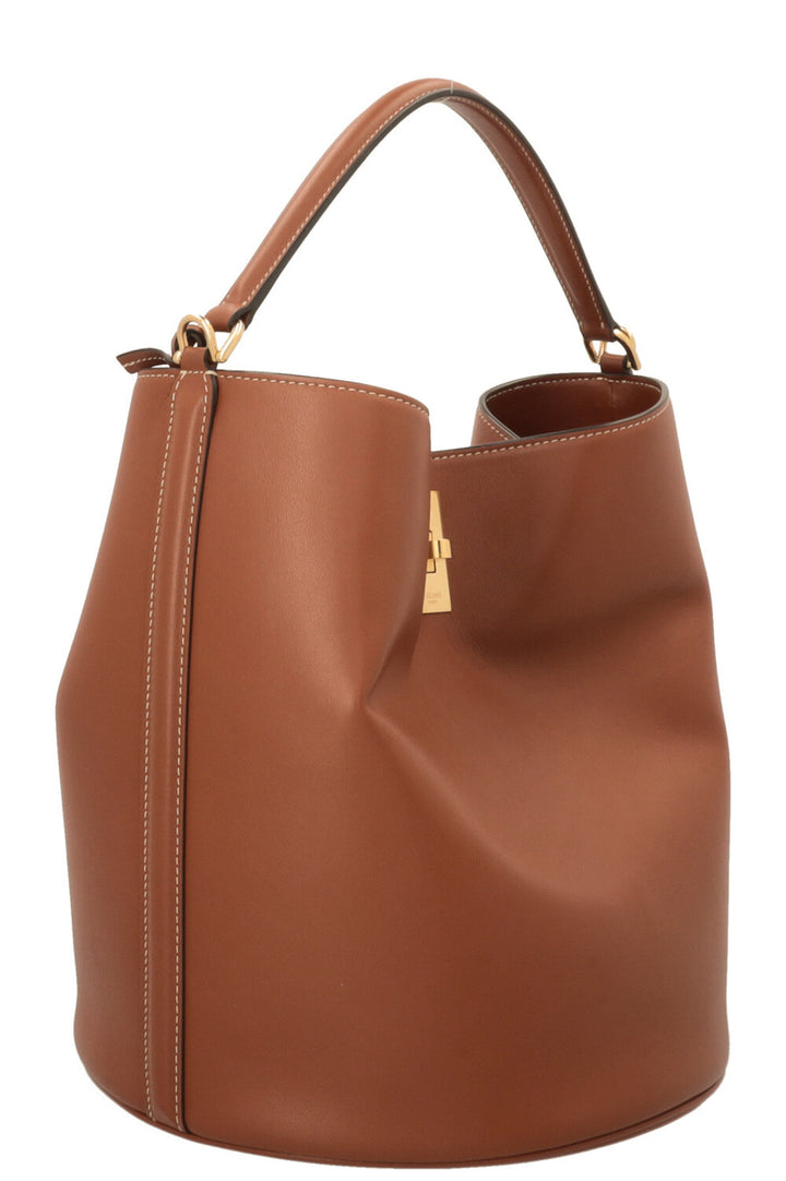 CELINE 16 Bucket Bag Leather Cognac