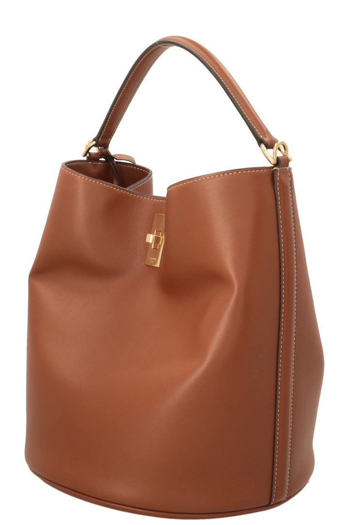 CELINE 16 Bucket Bag Leather Cognac
