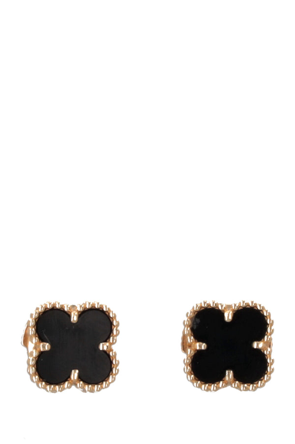 VAN CLEEF & ARPELS Sweet Alhambra Earrings 18k Yellow Gold Onyx