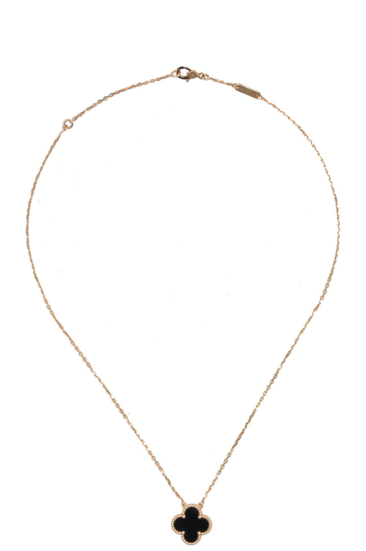VAN CLEEF & ARPERLS Vintage Alhambra Necklace 18k Yellow Gold Onyx