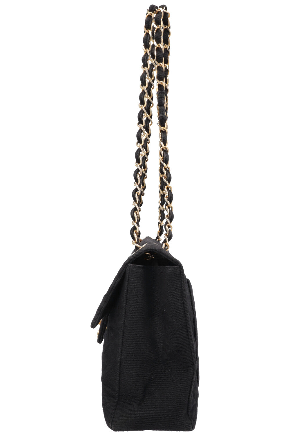 CHANEL Single Flap Bag Maxi Denim Black