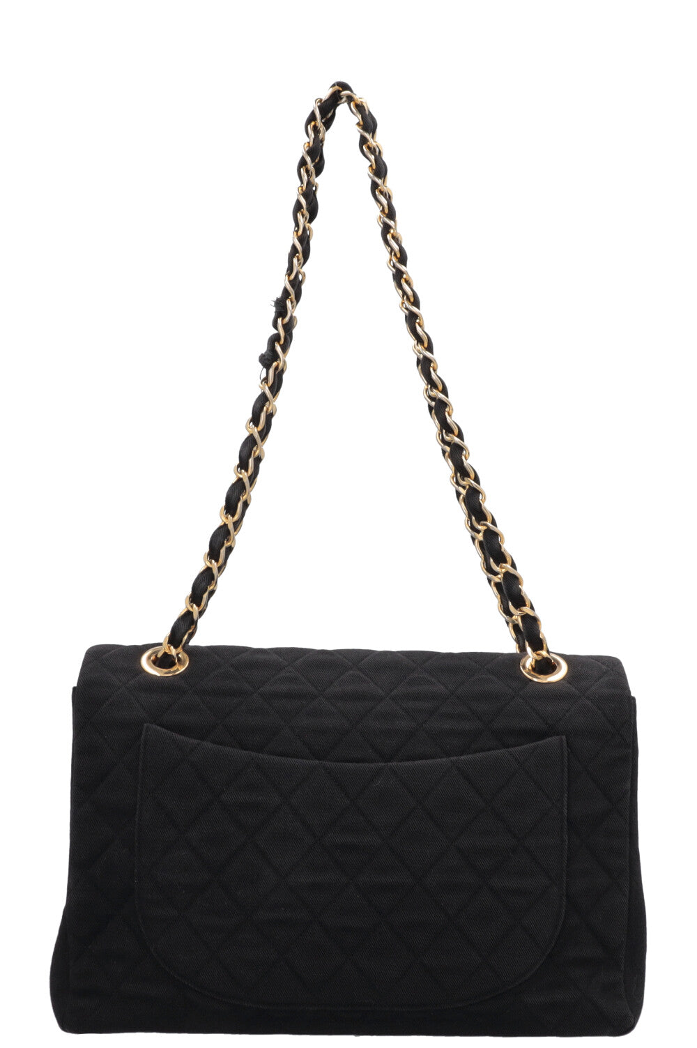 CHANEL Single Flap Bag Maxi Denim Black