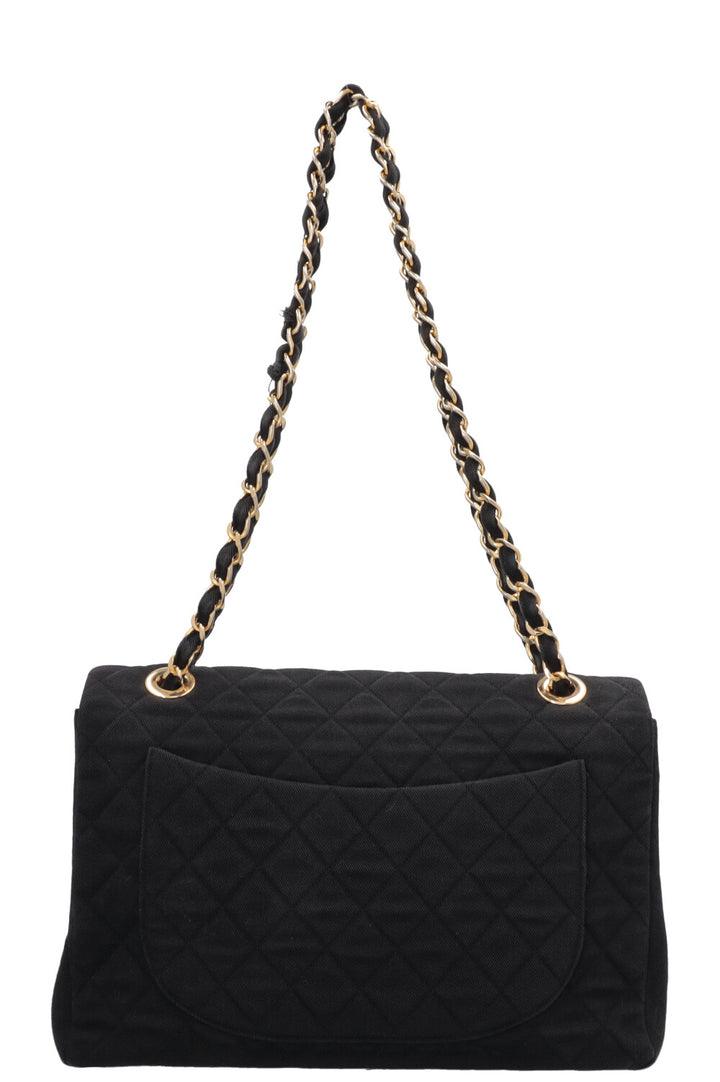 CHANEL Single Flap Bag Maxi Denim Black
