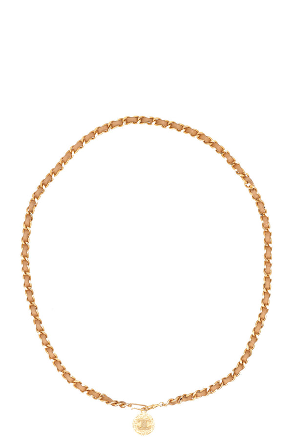 Ceinture CHANEL CC à chaîne beige et or