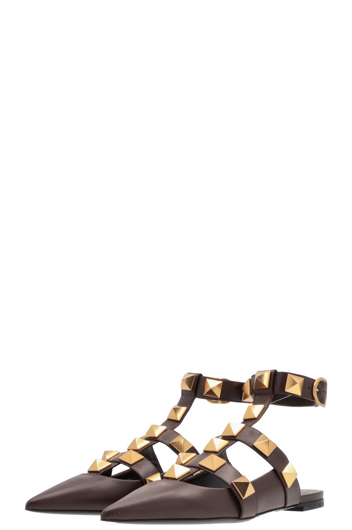 VALENTINO Roman Stud Flats Brown