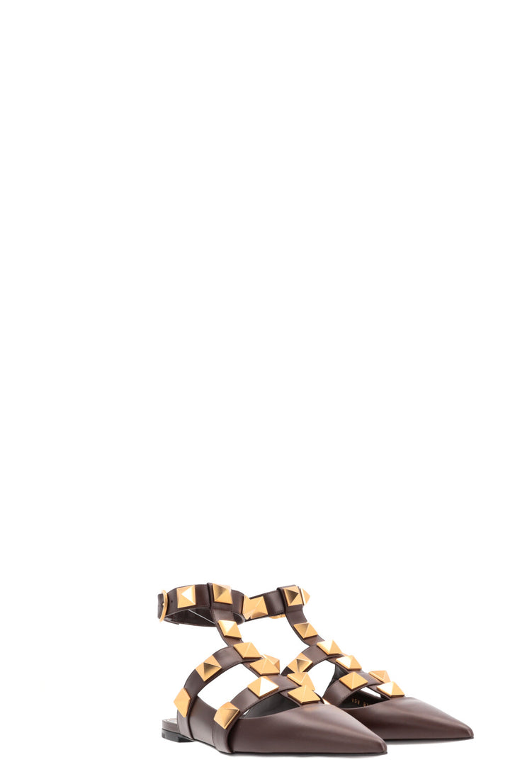 VALENTINO Roman Stud Flats Brown