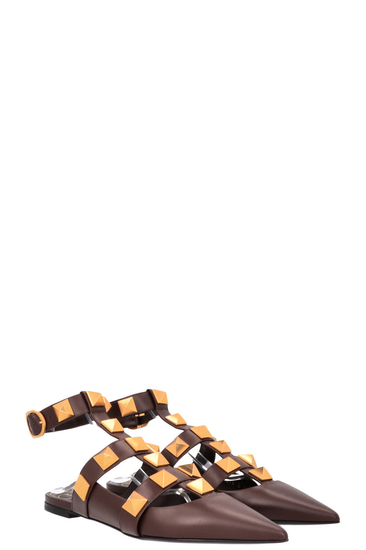 VALENTINO Roman Stud Flats Brown
