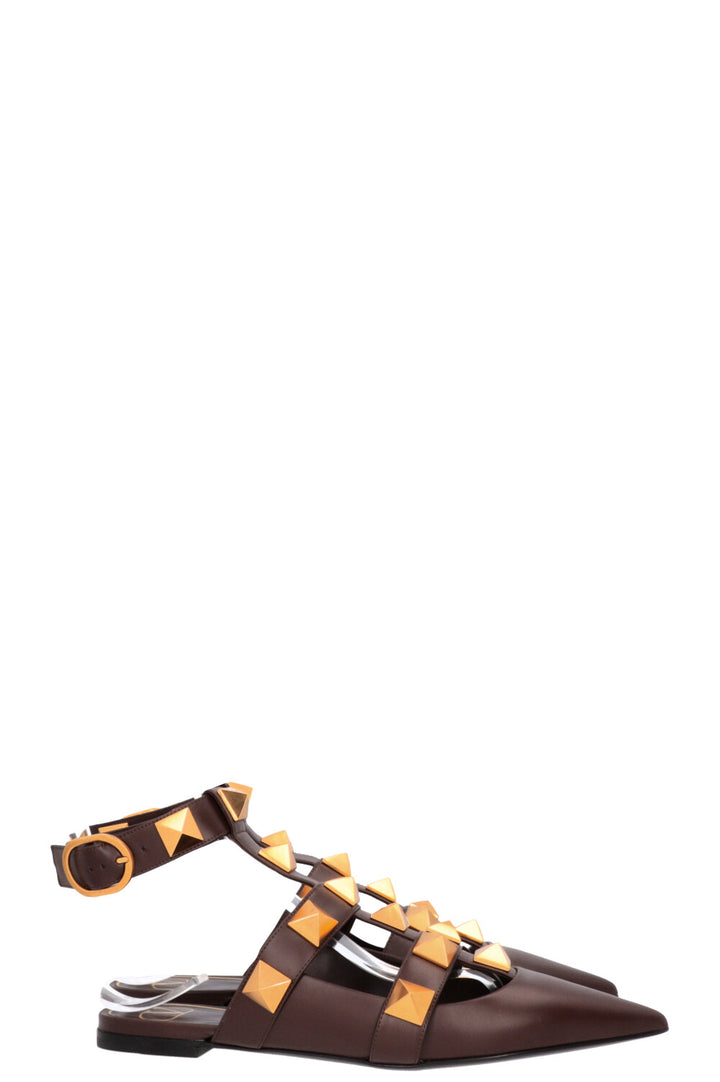 VALENTINO Roman Stud Flats Brown