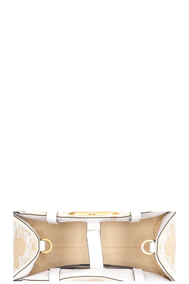 VALENTINO V'Logo Beaded Signature Top Handle Bag Small White