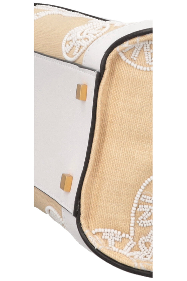 VALENTINO V'Logo Beaded Signature Top Handle Bag Small White