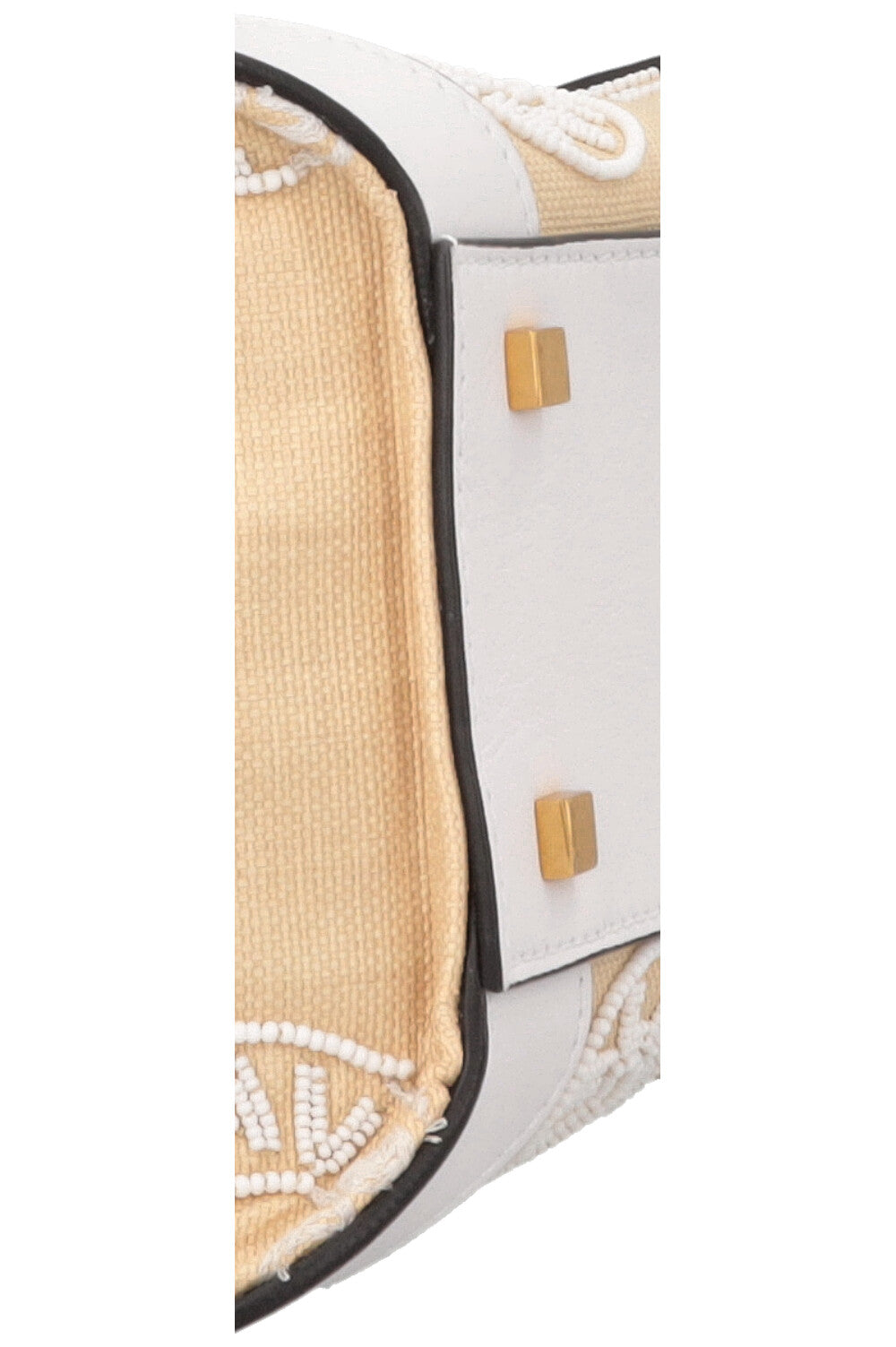 VALENTINO V'Logo Beaded Signature Top Handle Bag Small White