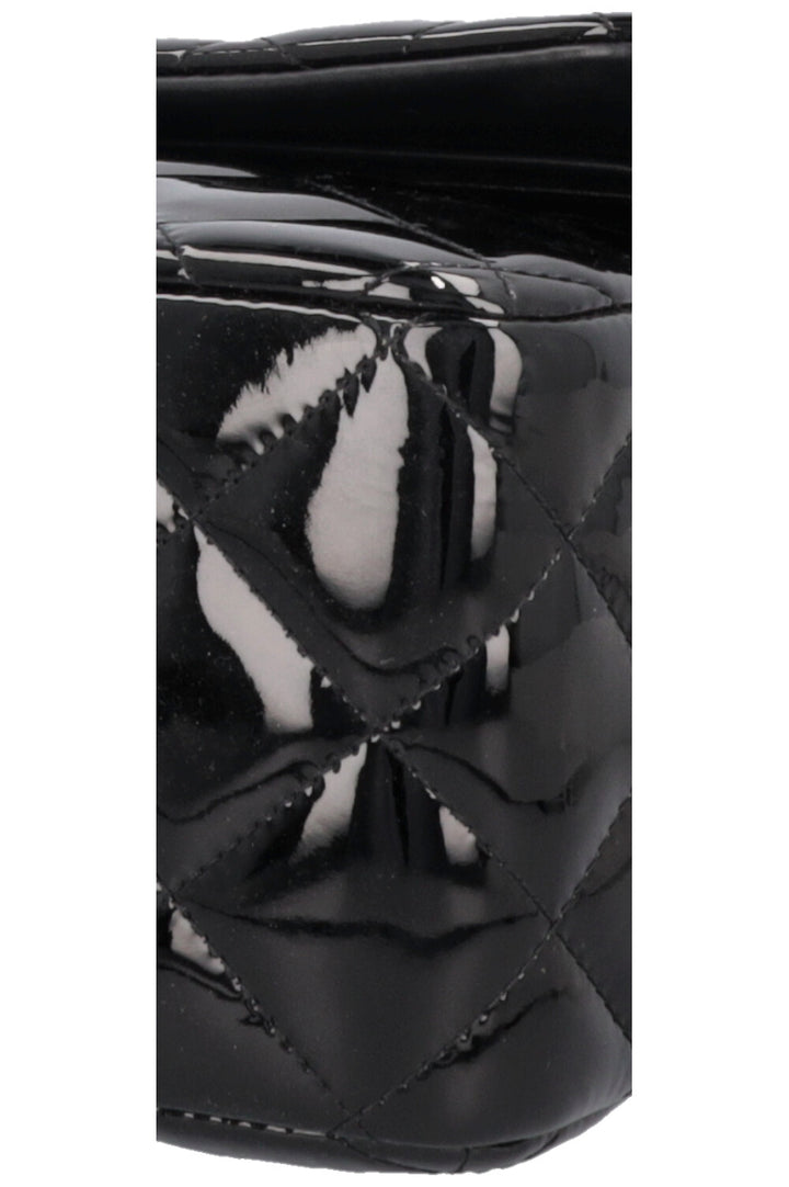 CHANEL Large Double Flap Patent Black