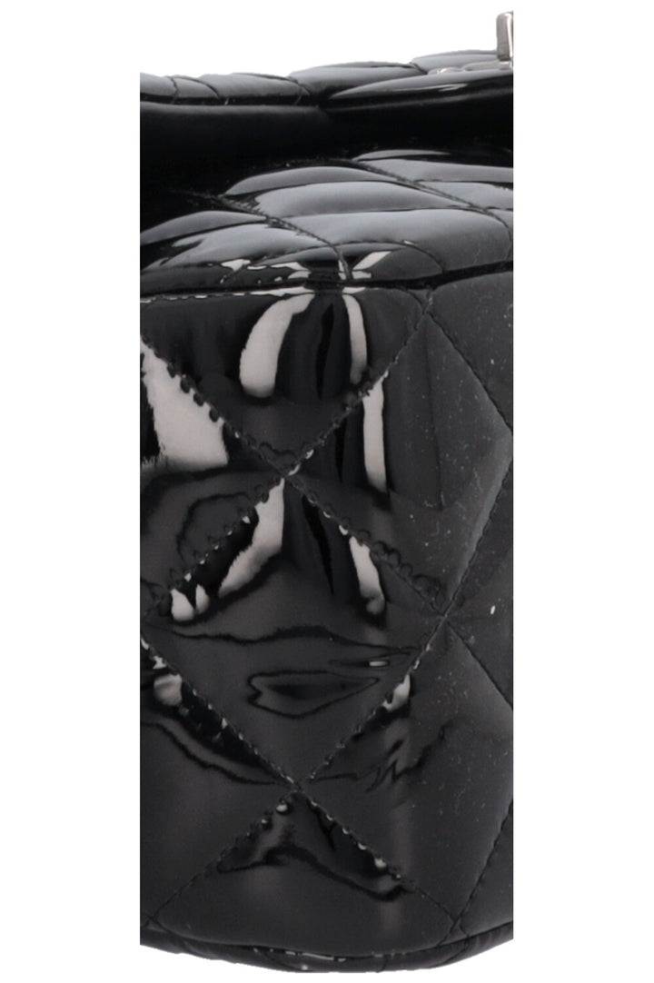 CHANEL Large Double Flap Patent Black