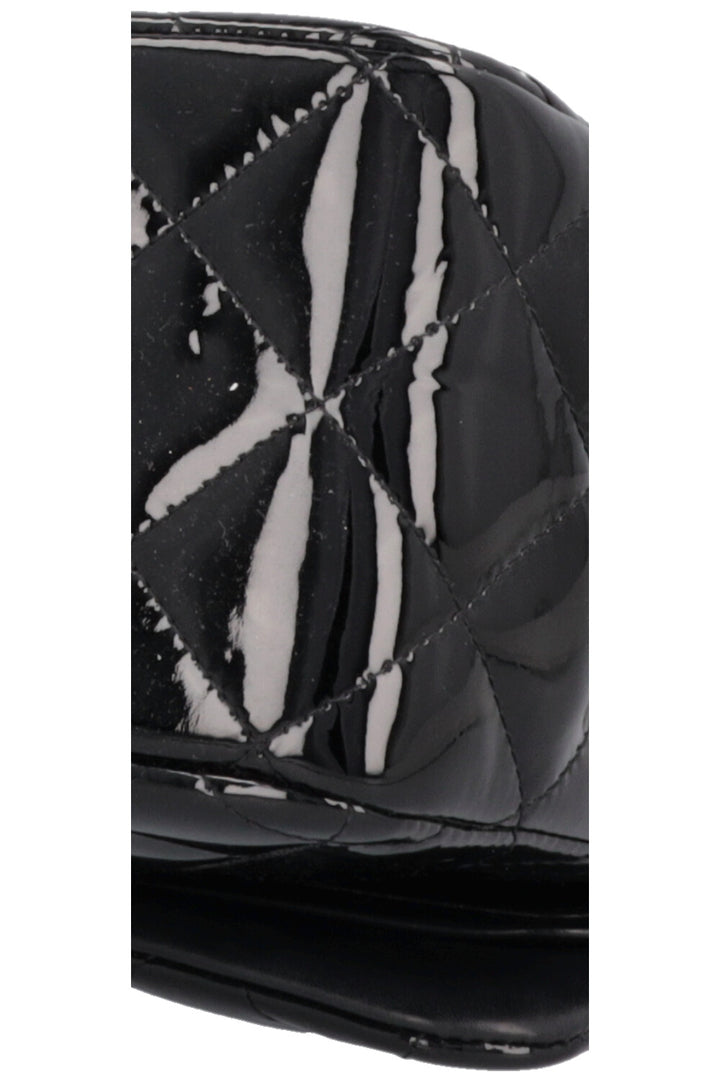 CHANEL Large Double Flap Patent Black