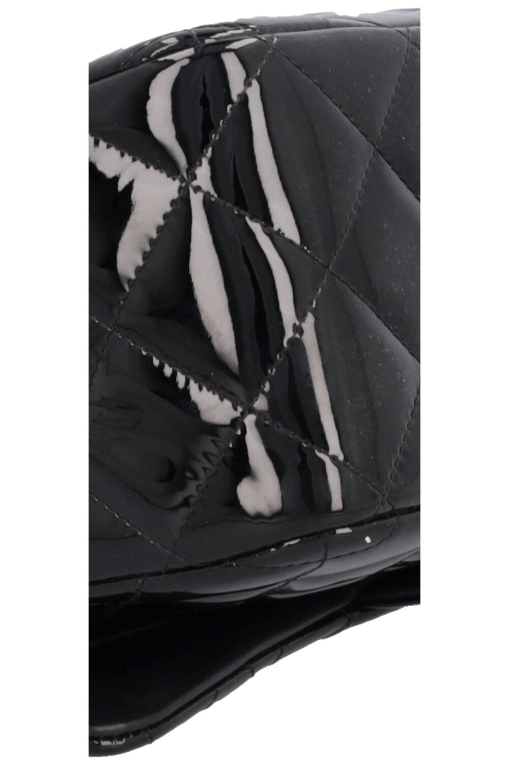 CHANEL Large Double Flap Patent Black
