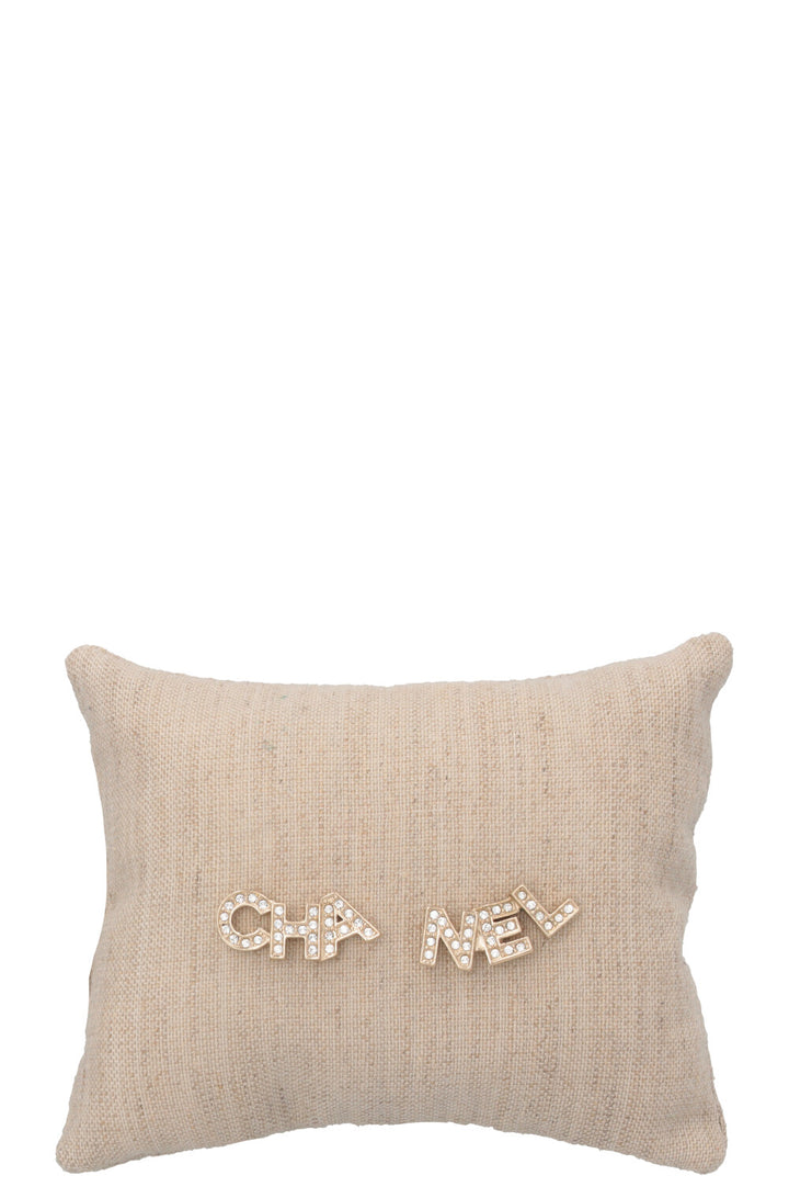 CHANEL Logo Earrings Champagnergold