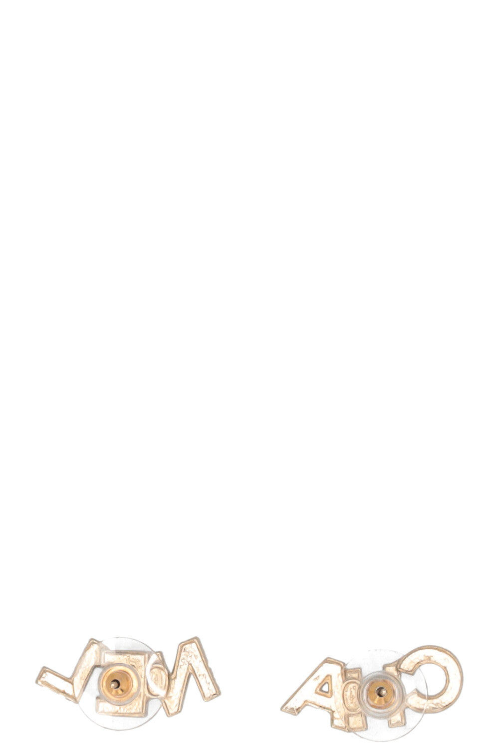 CHANEL Logo Earrings Champagnergold