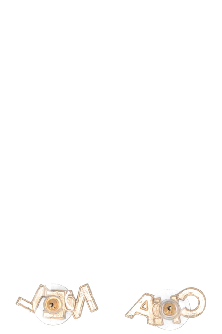 CHANEL Logo Earrings Champagnergold