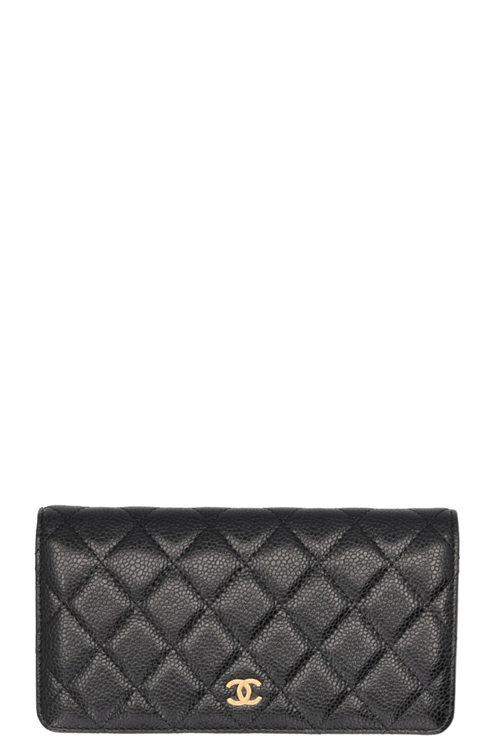 CHANEL Long Wallet Caviar Black
